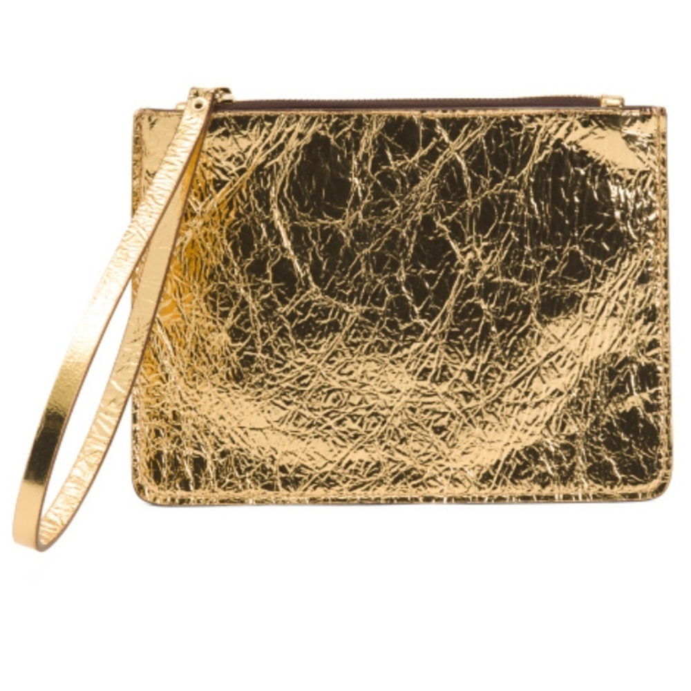 NWT PUNTO FIBBIA Made In Italy Gold Leather Pouch